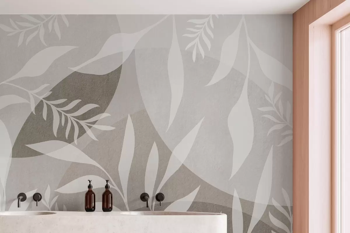 wall murals Силуете гранчица на позадини апстрактних кругова w04270v1