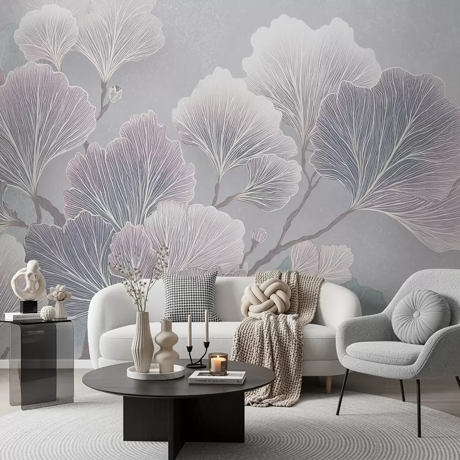 wall murals Грана лишћа у плавим нијансама w09249v1