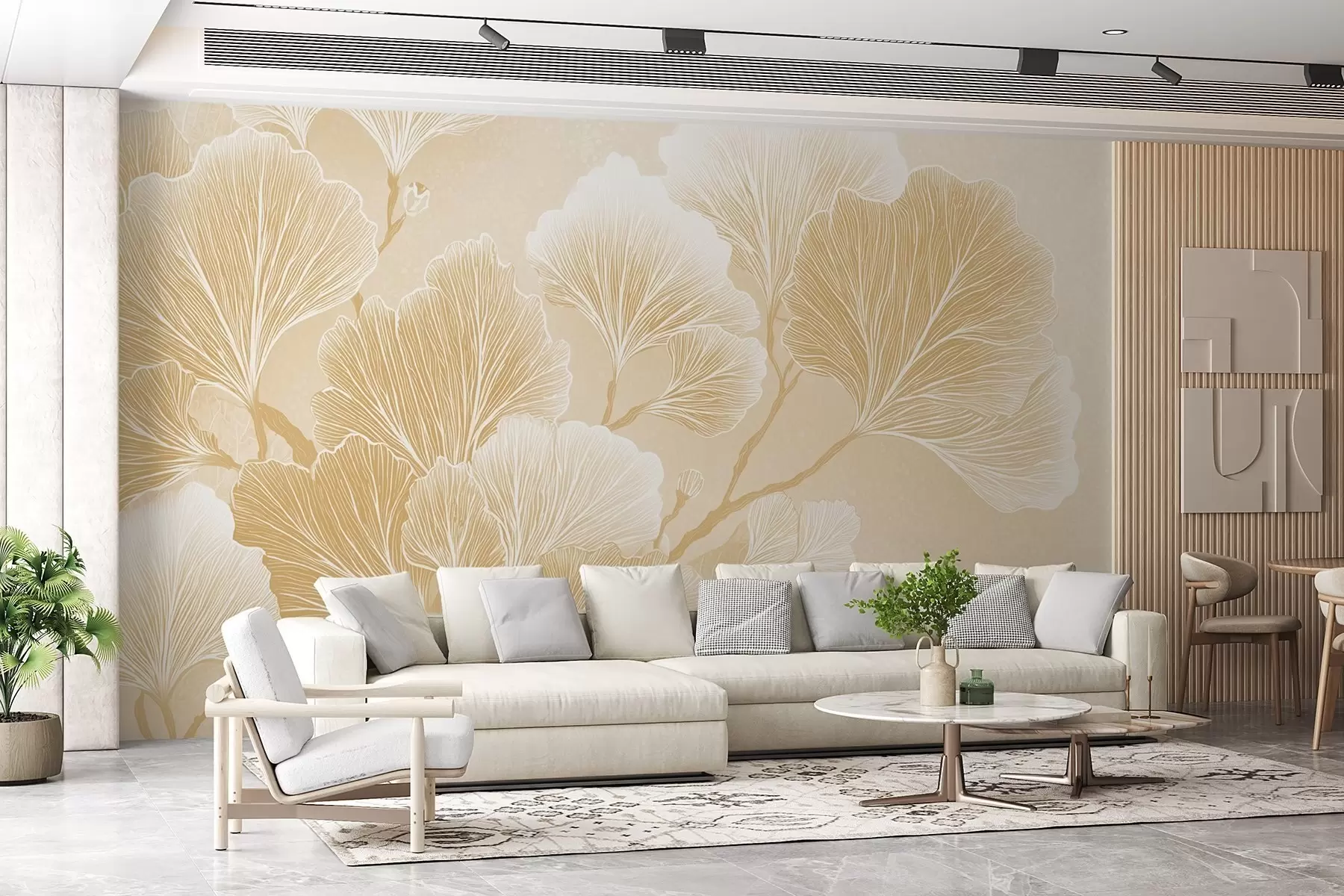 wall murals Грана лишћа у жутим нијансама w09249v2
