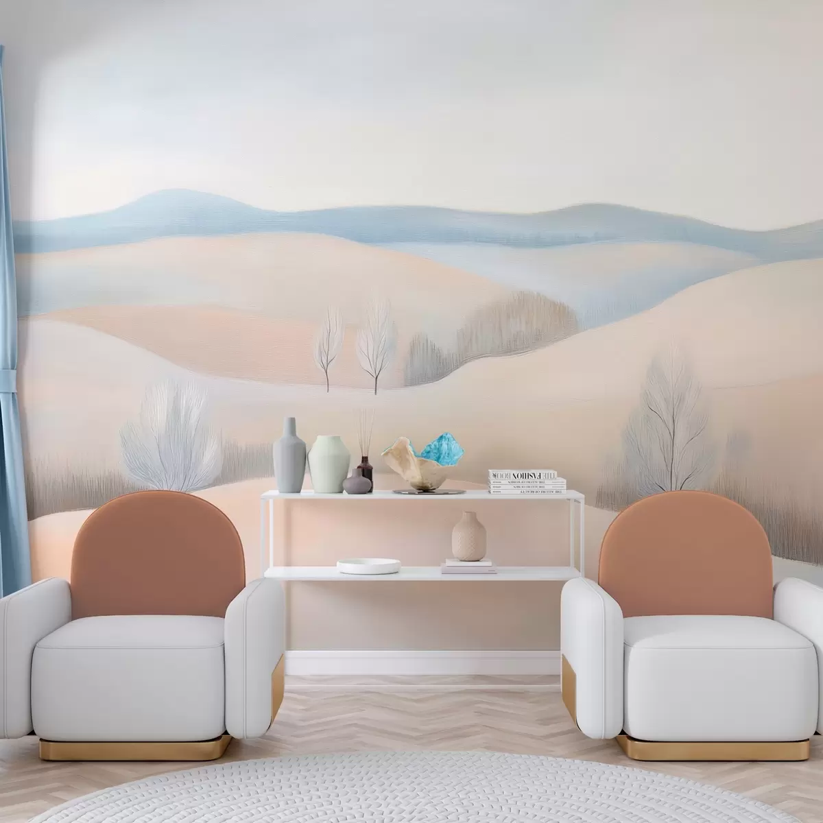 wall murals пејзаж у стилу пастелног цртежа w04077