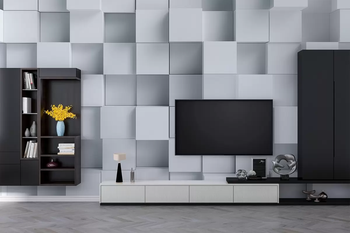 wall murals имитација волуметријских белих коцки w04283