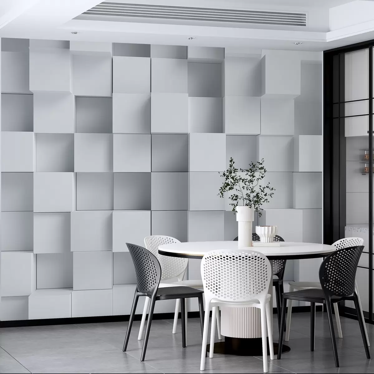 wall murals имитација волуметријских белих коцки w04283