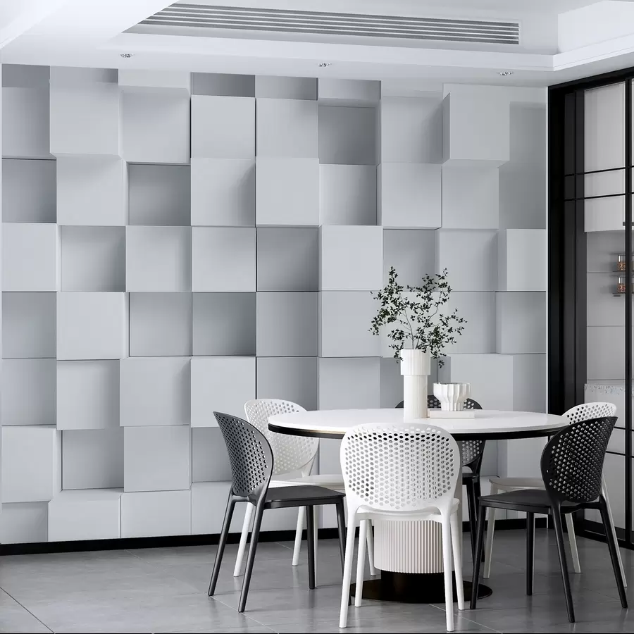 wall murals имитација волуметријских белих коцки w04283