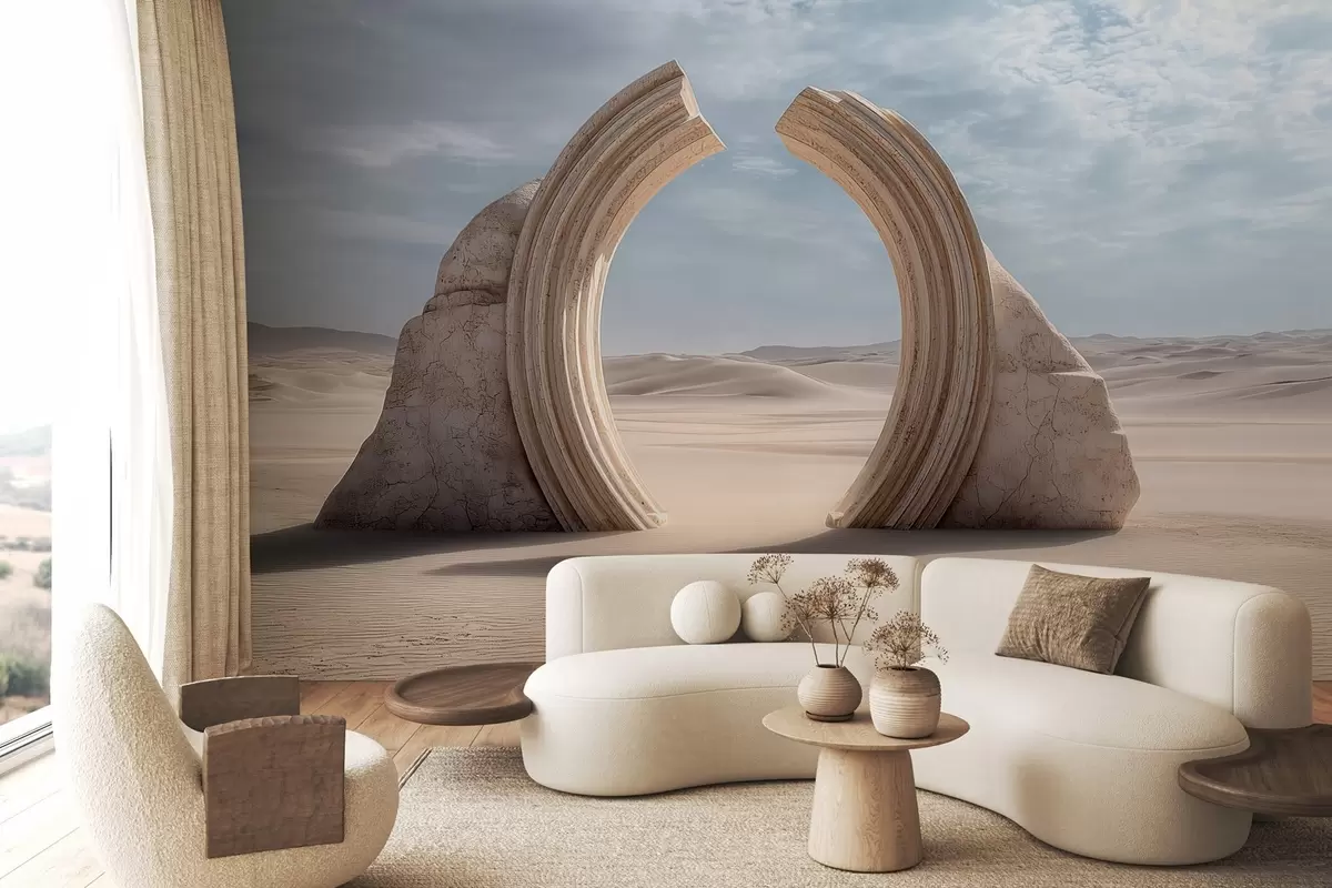 wall murals надреалистички пустињски пејзаж са великим архитектонским луком w04284