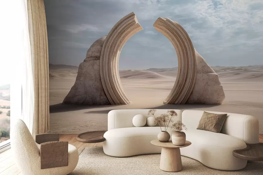 wall murals надреалистички пустињски пејзаж са великим архитектонским луком w04284