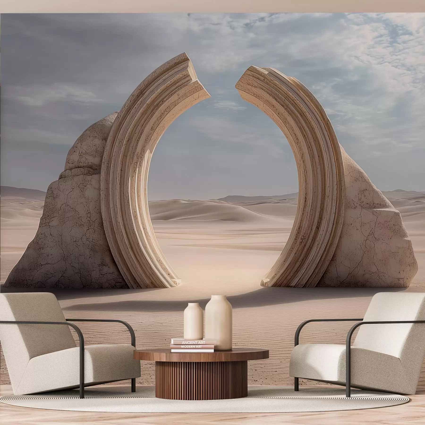 wall murals надреалистички пустињски пејзаж са великим архитектонским луком w04284