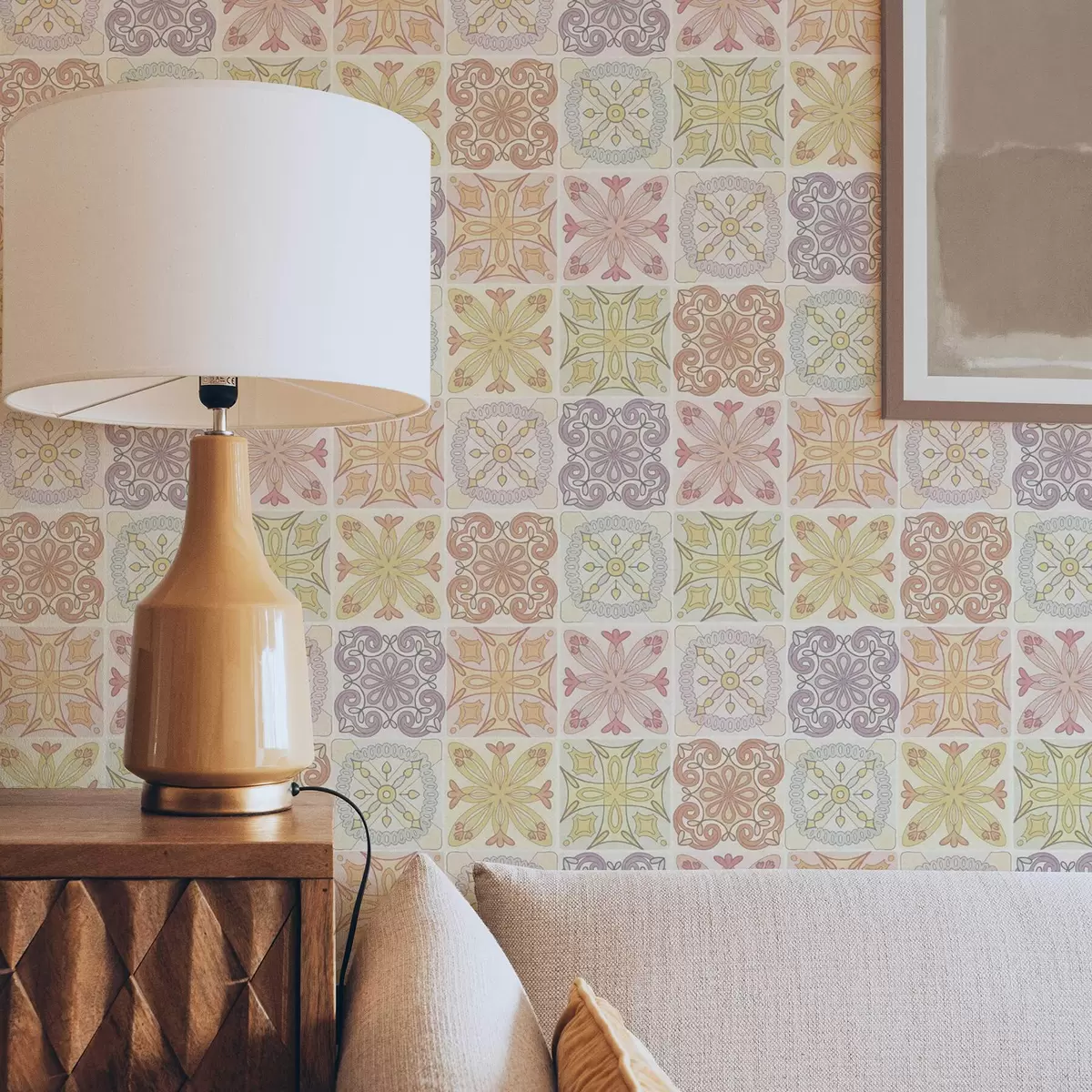 Позадина Орнаменти од обојених геометријских плочица a00284