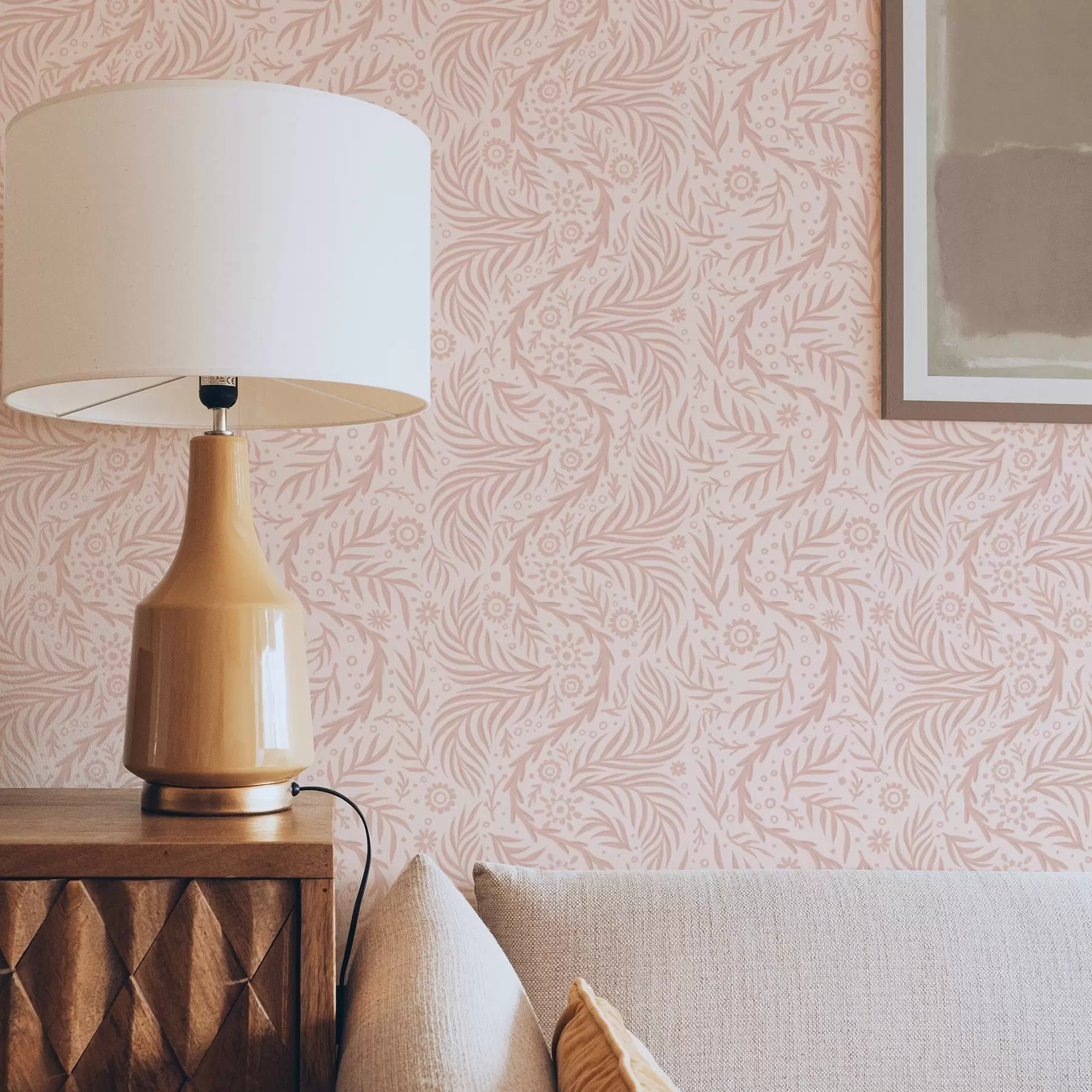 wall murals Бледо ружичасти цветни елементи на ружичастој позадини a00290