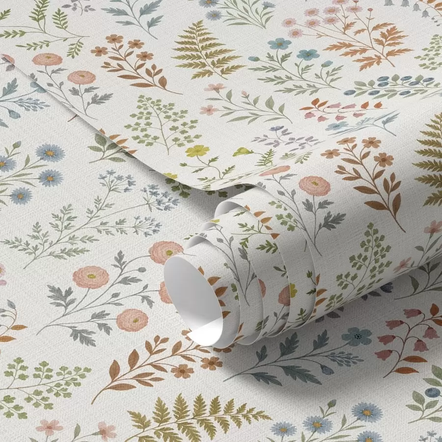 wall murals Шарене биљке на белој карираној позадини a00413