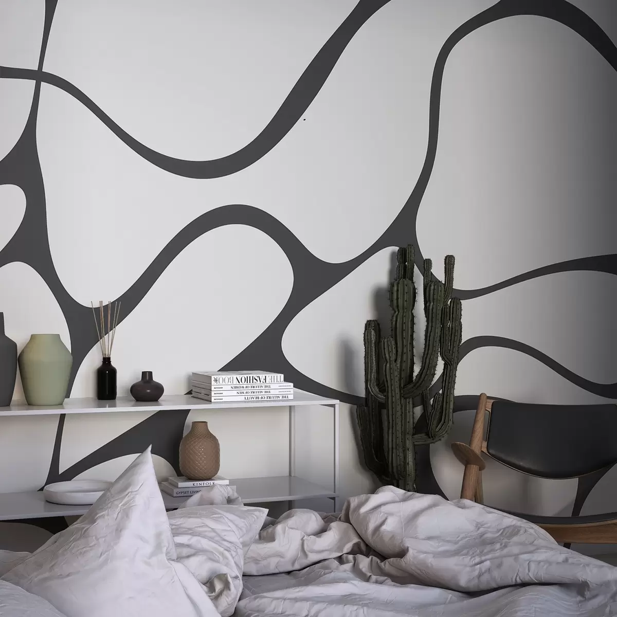 wall murals Апстрактни узорак са закривљеним линијама w04274