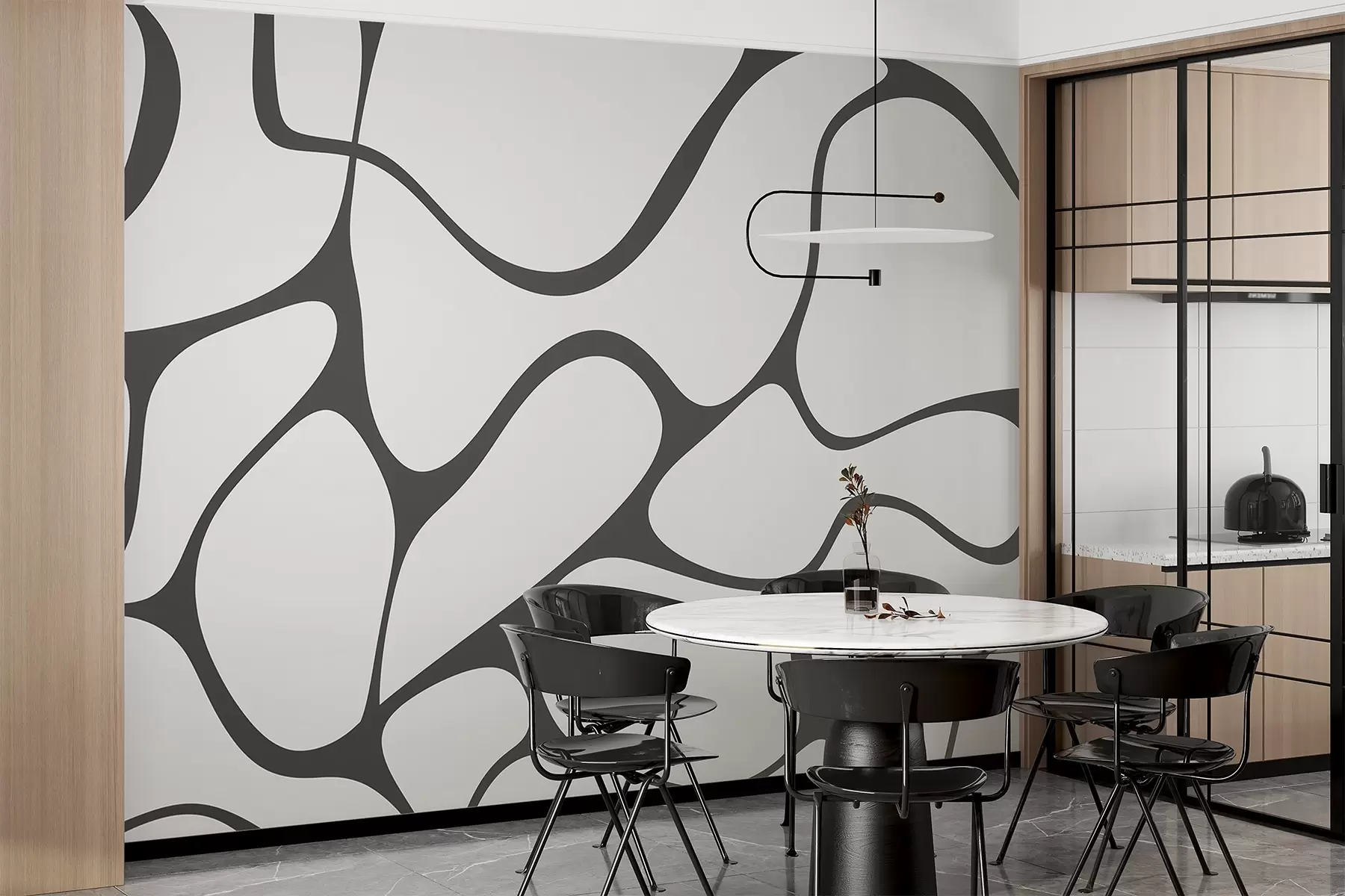 wall murals Апстрактни узорак са закривљеним линијама w04274