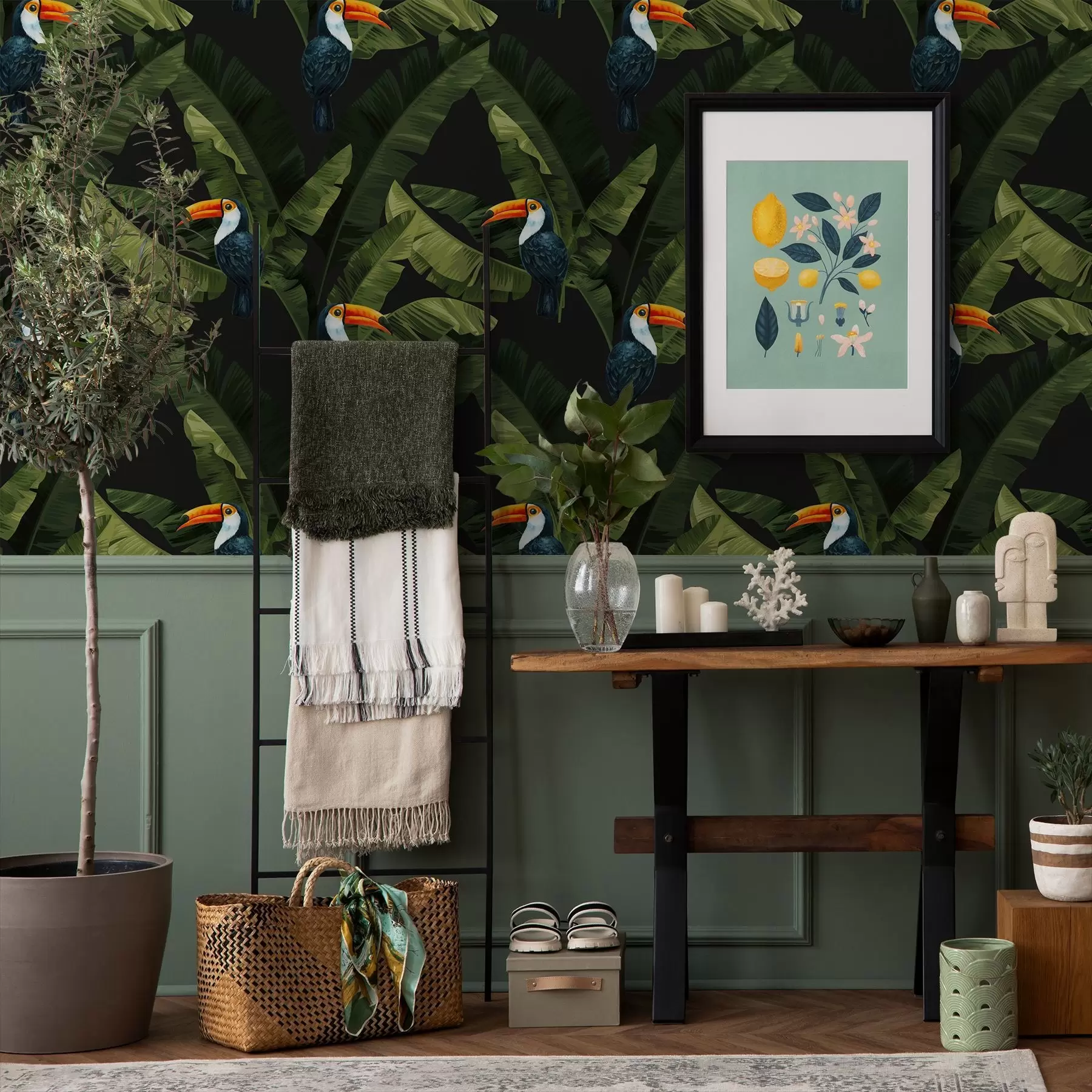 wall murals Тукан у тропском лишћу a00415