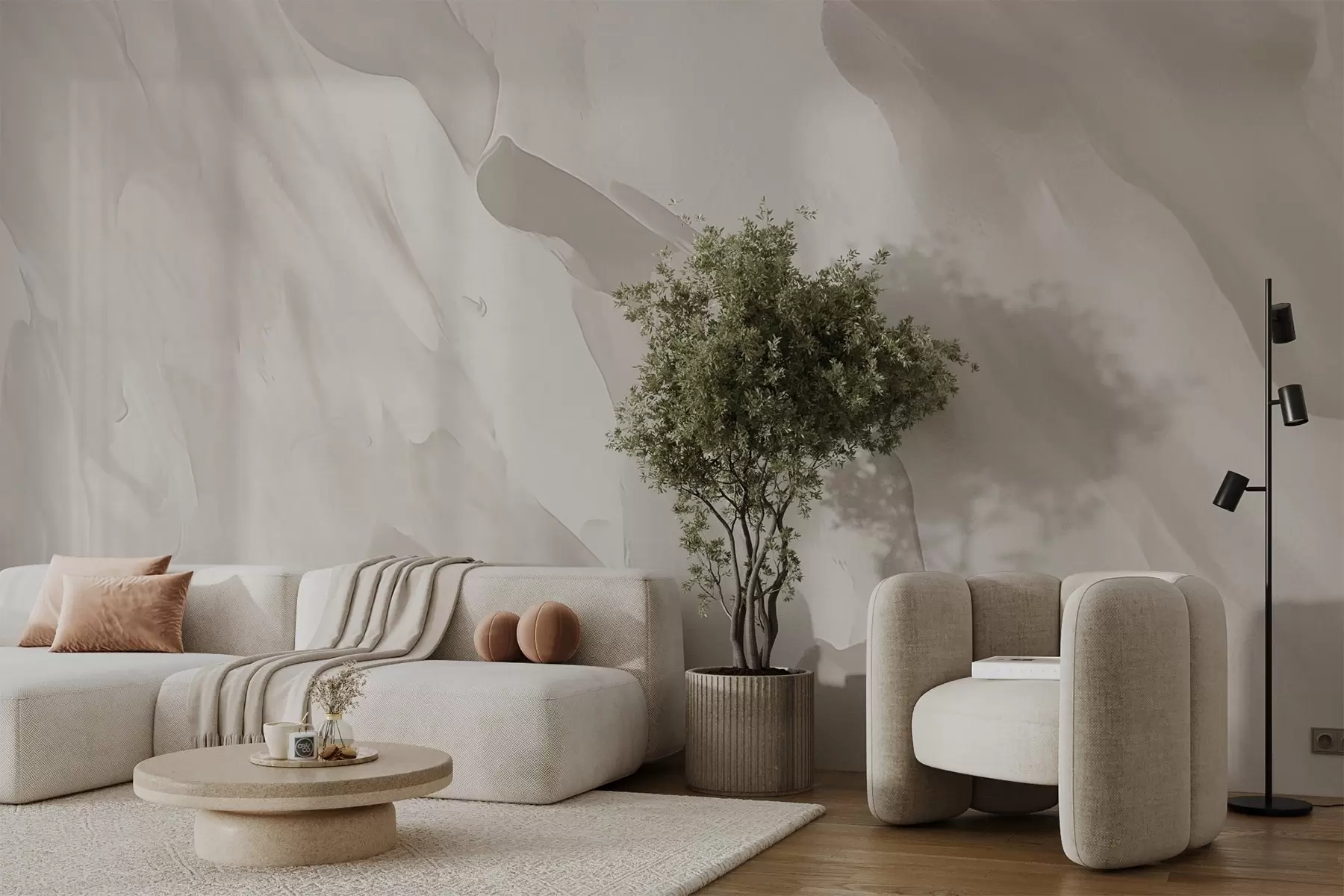wall murals Потези четкицом на апстрактној позадини са имитацијом истрошене текстуре w04287