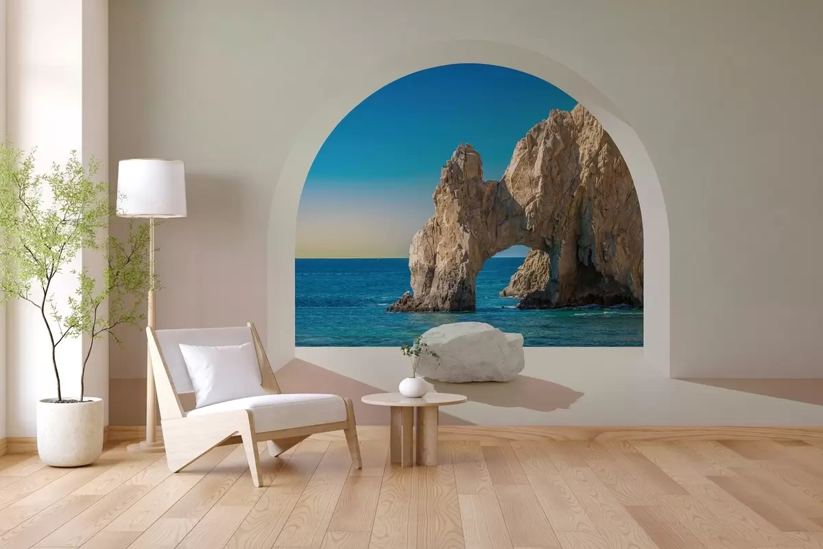 wall murals поглед на море и стену кроз лук w04286