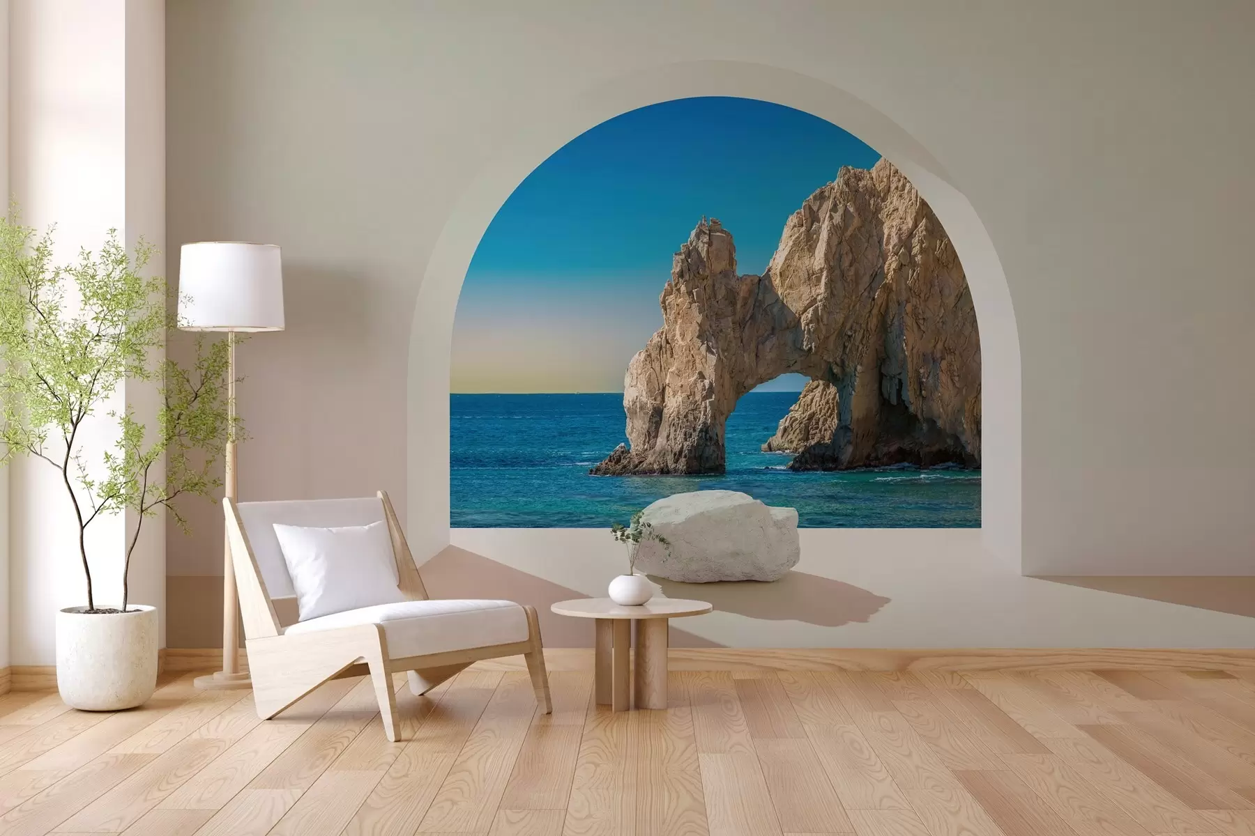 wall murals поглед на море и стену кроз лук w04286