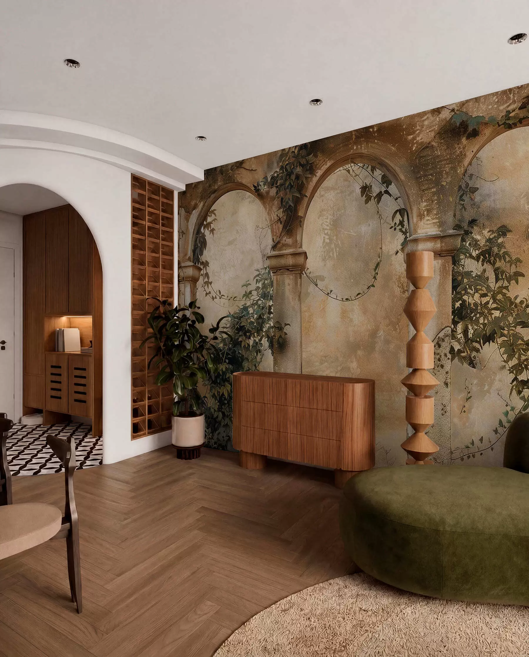 wall murals Bršljan nad starim lukovima w04304