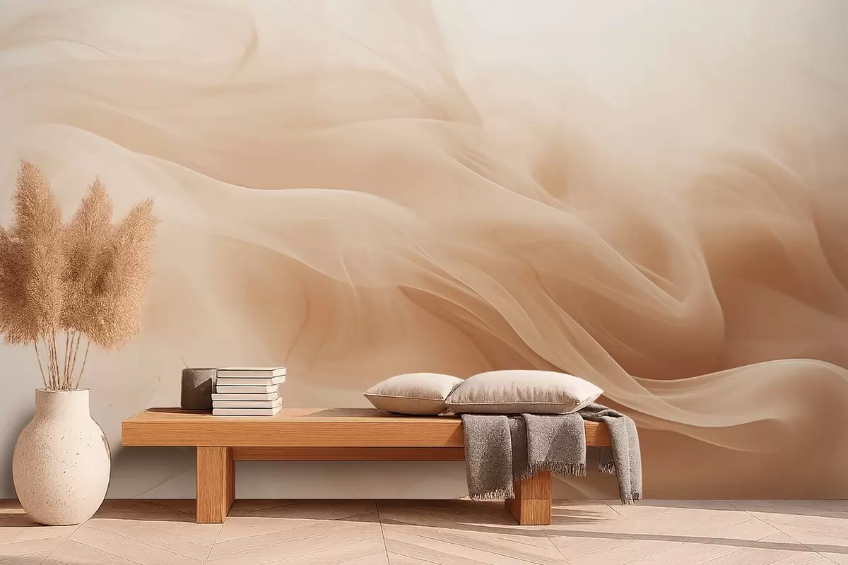 wall murals Беж димљени таласи у апстрактном стилу w09273