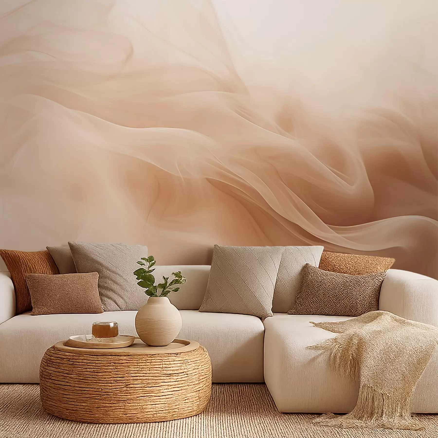 wall murals Беж димљени таласи у апстрактном стилу w09273