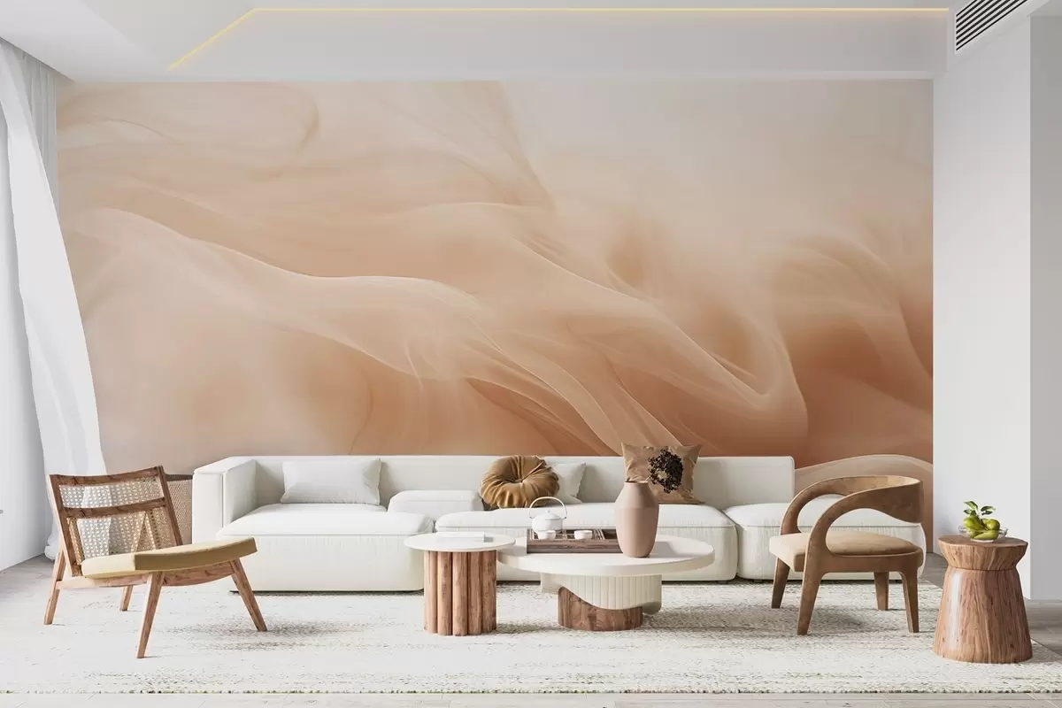 wall murals Беж димљени таласи у апстрактном стилу w09273