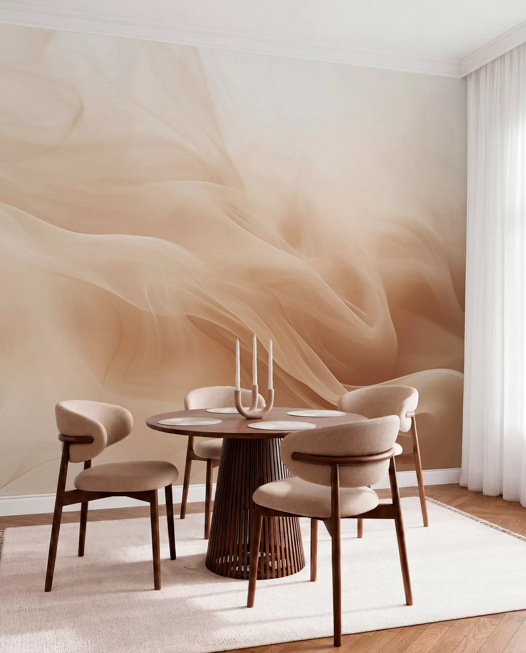 wall murals Беж димљени таласи у апстрактном стилу w09273