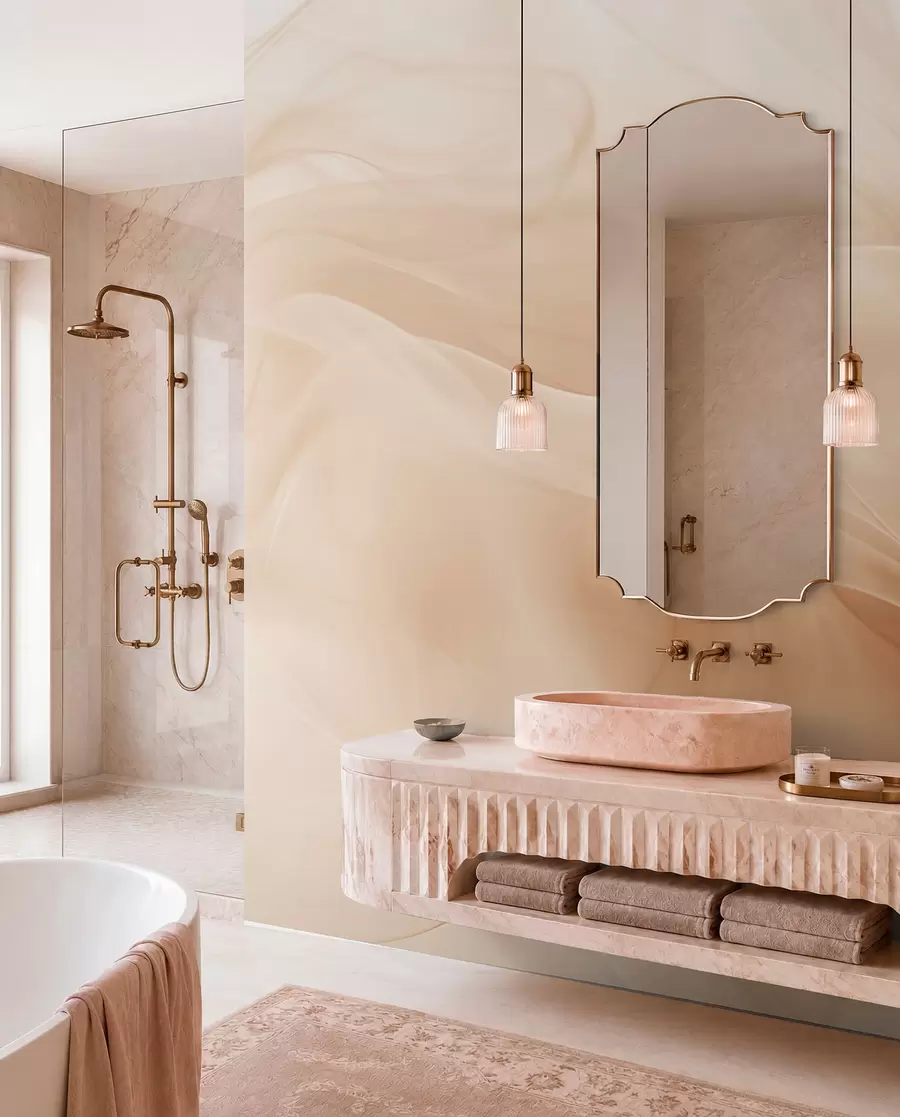 wall murals Беж димљени таласи у апстрактном стилу w09273
