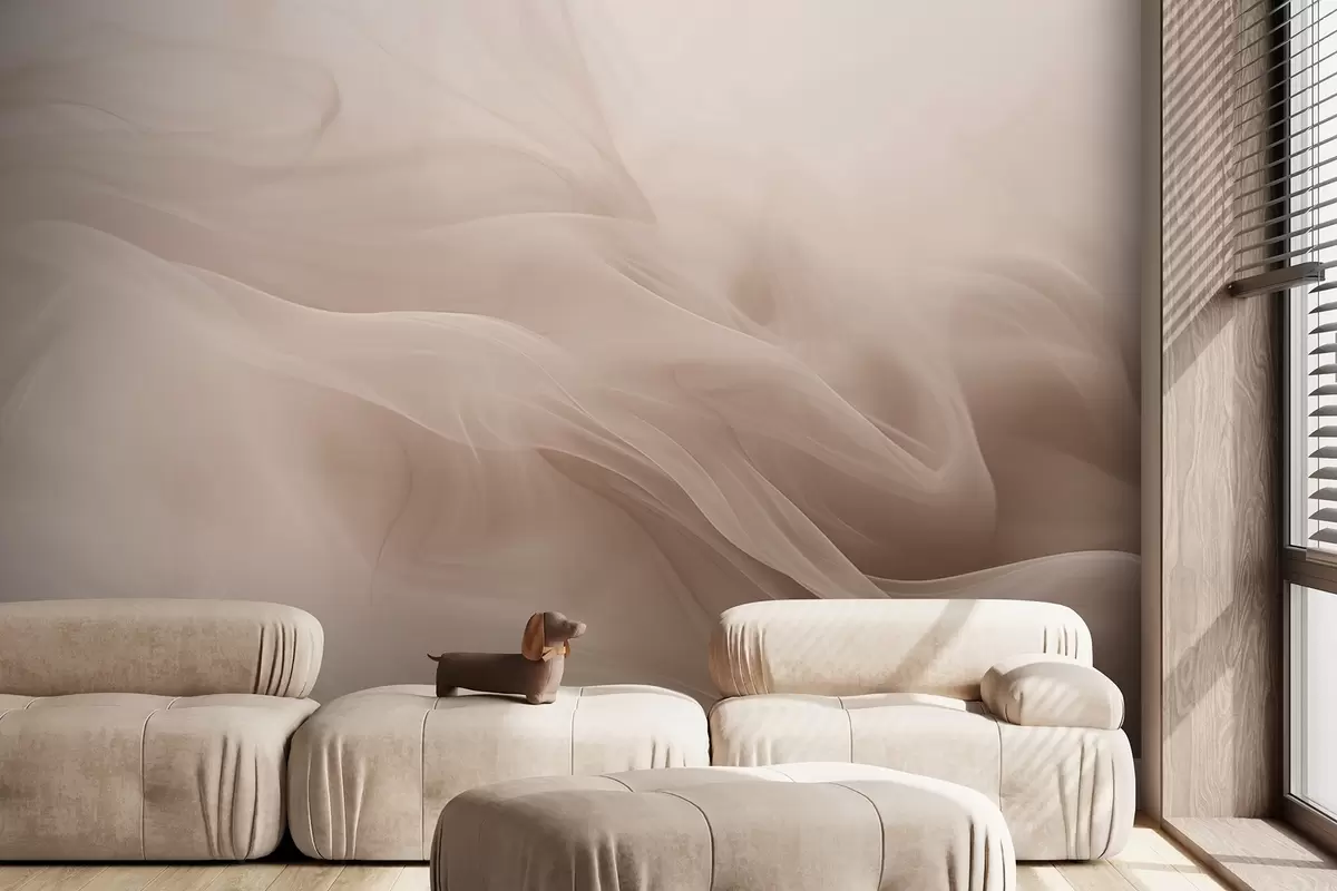 wall murals Меки беж димљени таласи у апстрактном стилу w09273v1