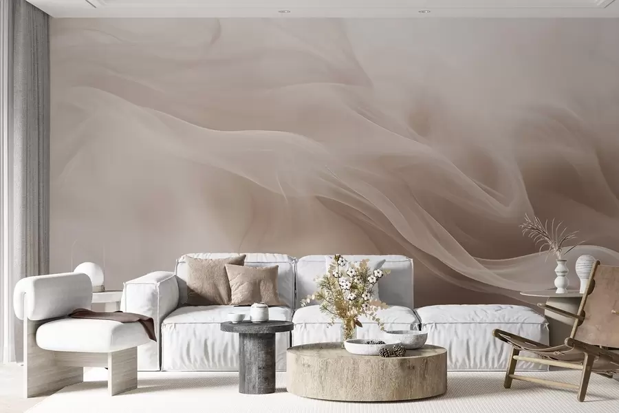 wall murals Меки беж димљени таласи у апстрактном стилу w09273v1