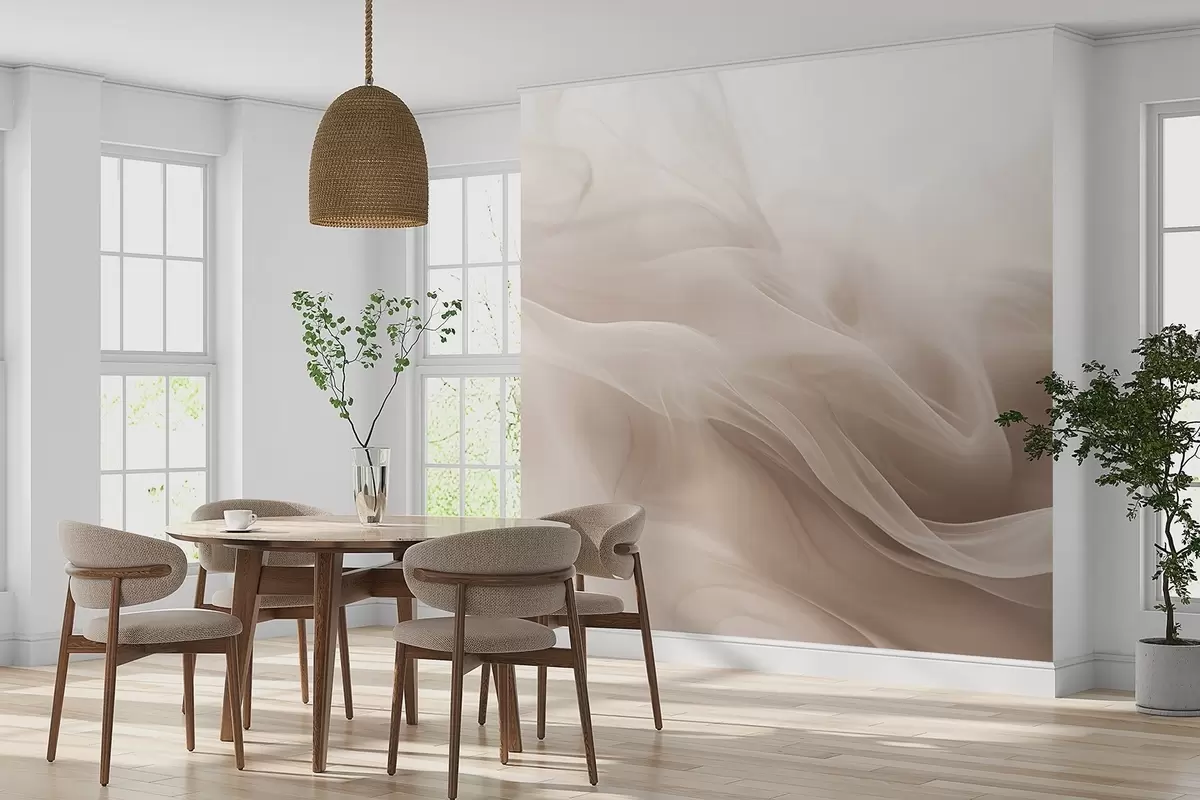 wall murals Меки беж димљени таласи у апстрактном стилу w09273v1