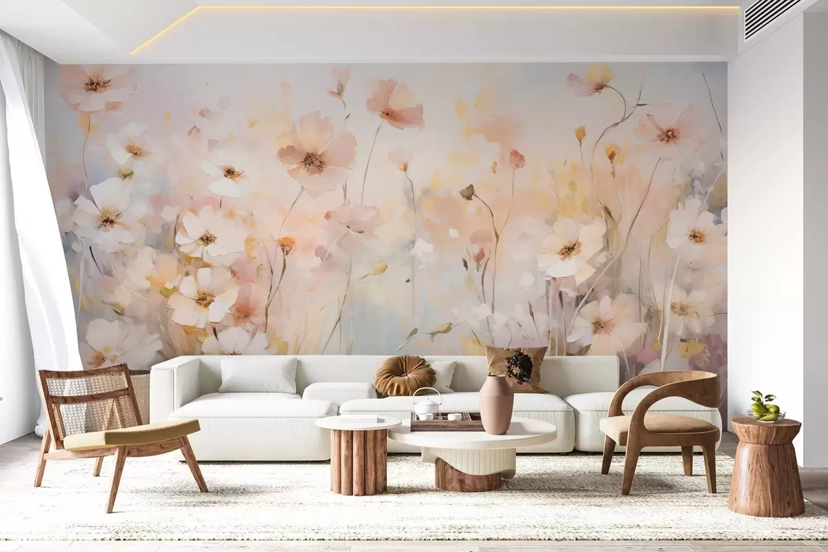 wall murals Дивље цвеће у пастелним нијансама у стилу акварела w09280