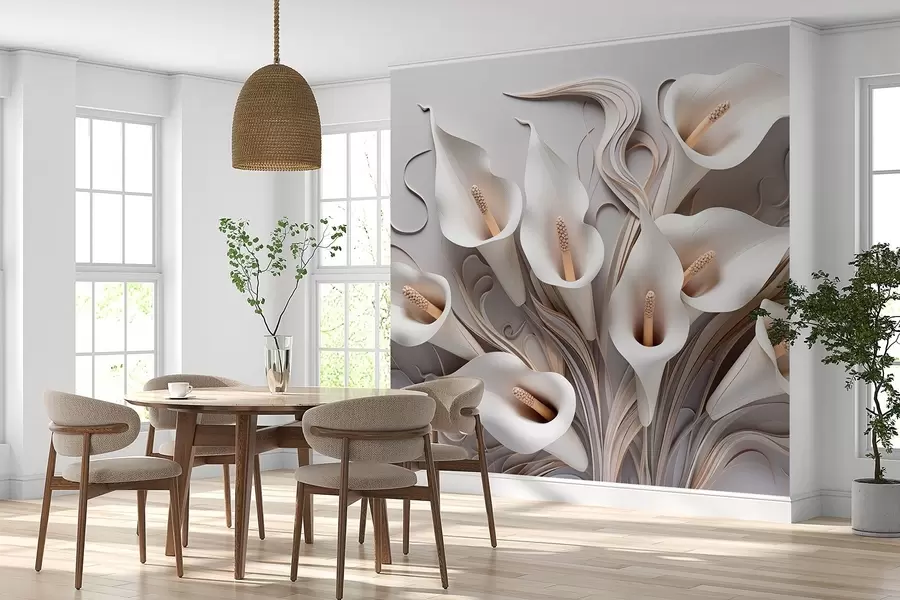 wall murals Волуметријске кале у кремастим тоновима са 3Д ефектом w09281