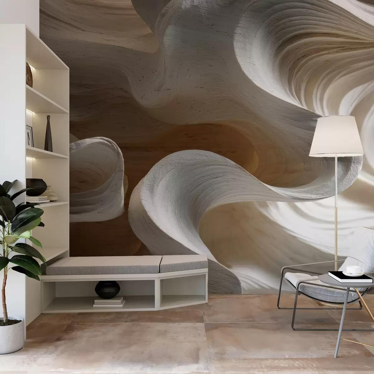 wall murals Имитација дрвених таласа w04316