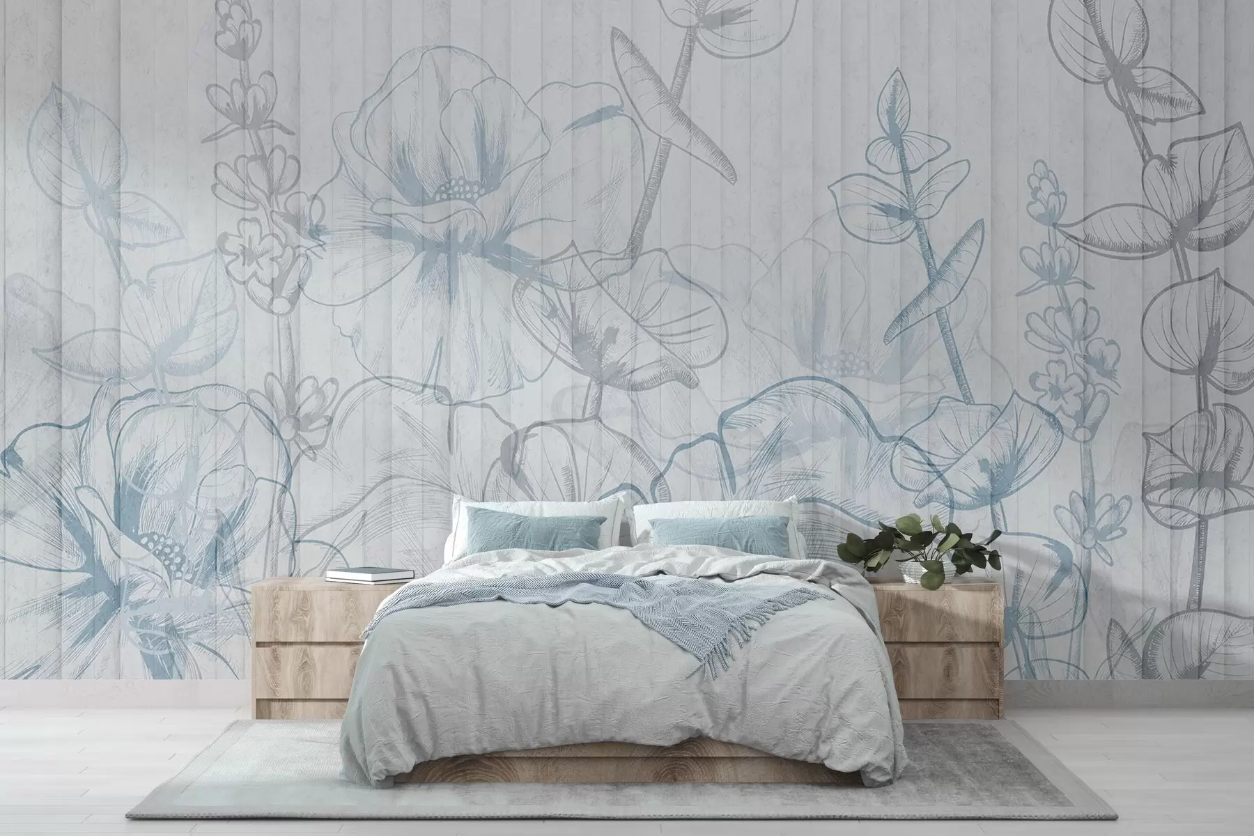 wall murals Силуете биљака на бетонској позадини w04327v1