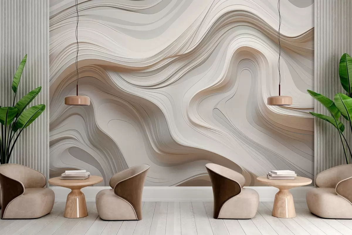 wall murals Апстракција са глатким кривинама w04355