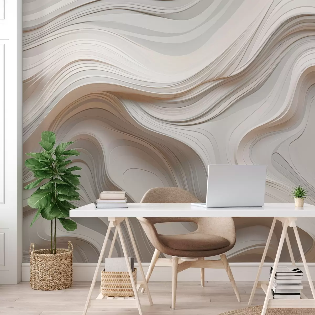 wall murals Апстракција са глатким кривинама w04355