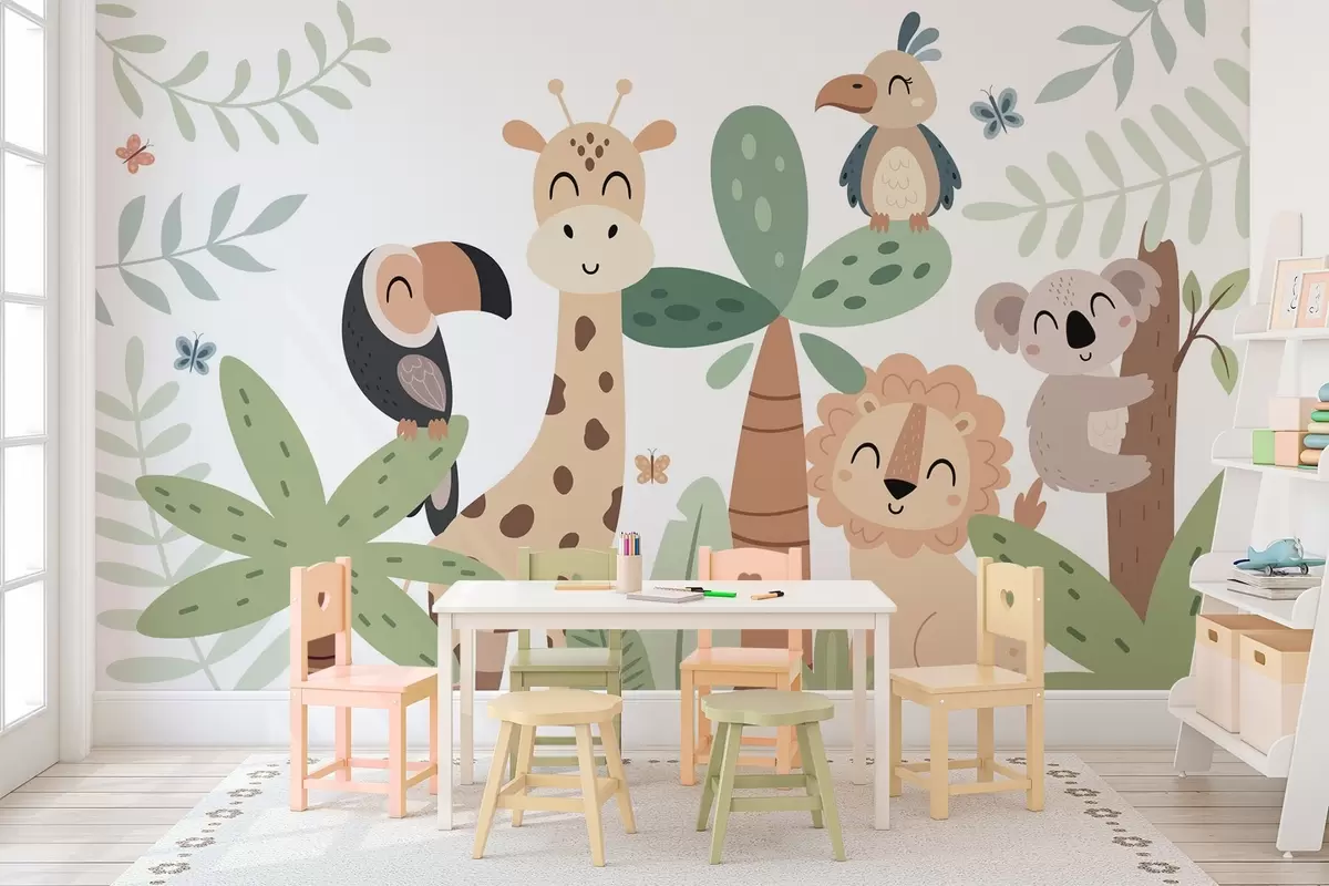 wall murals Слатке животиње у џунгли w04357