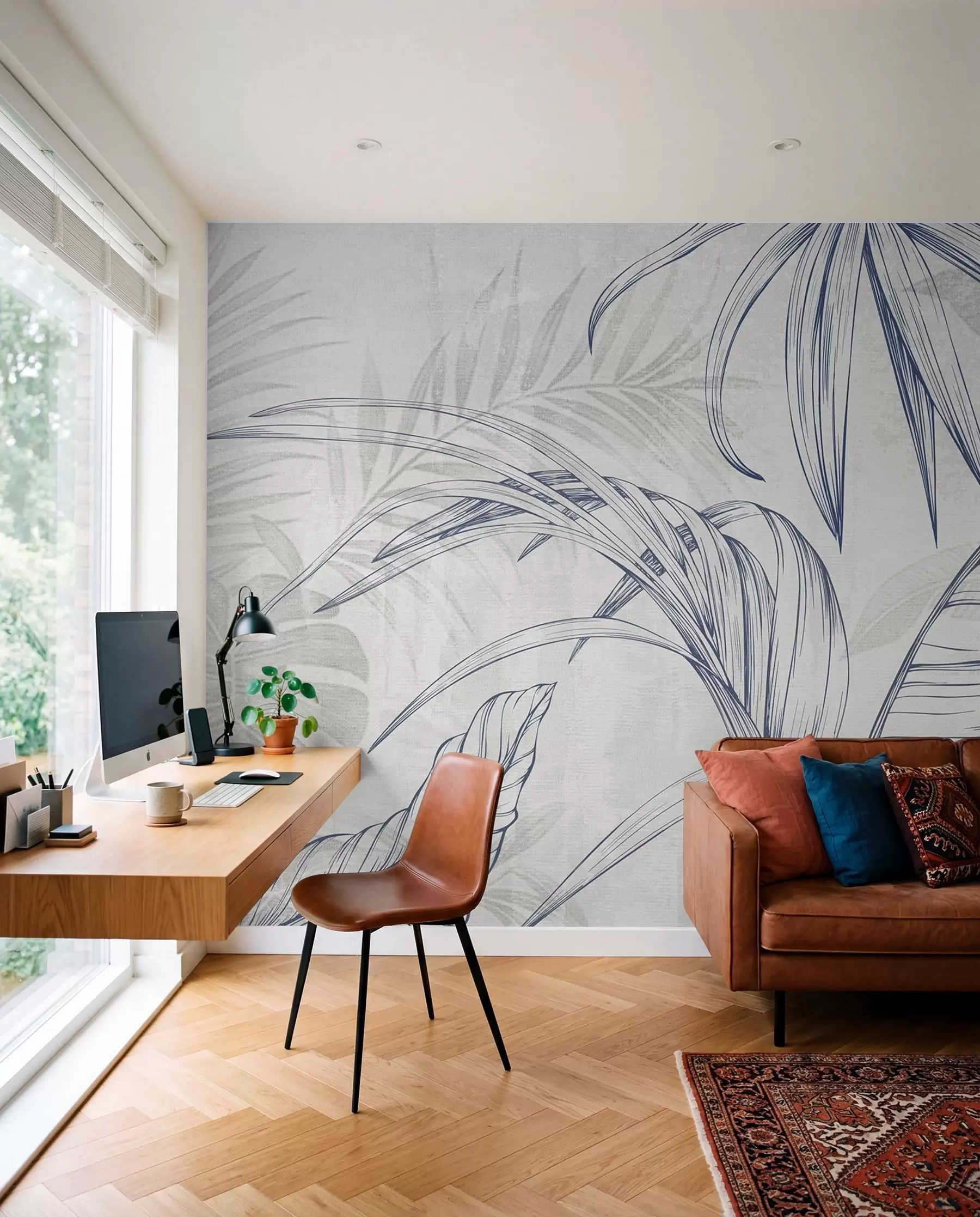 wall murals Listovi u tušu — Plava w04362v1