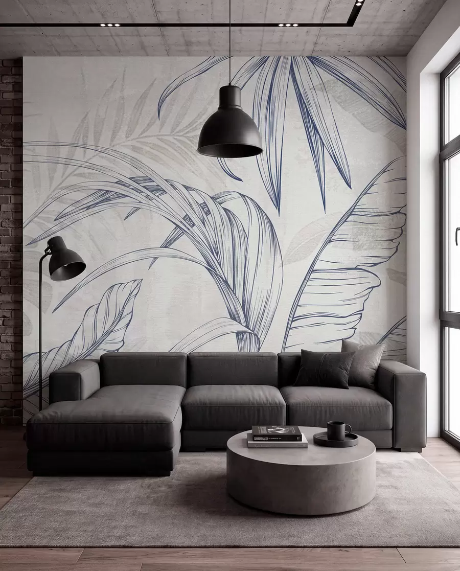 wall murals Лишће на позадини са имитацијом замућења и текстуре w04362v1