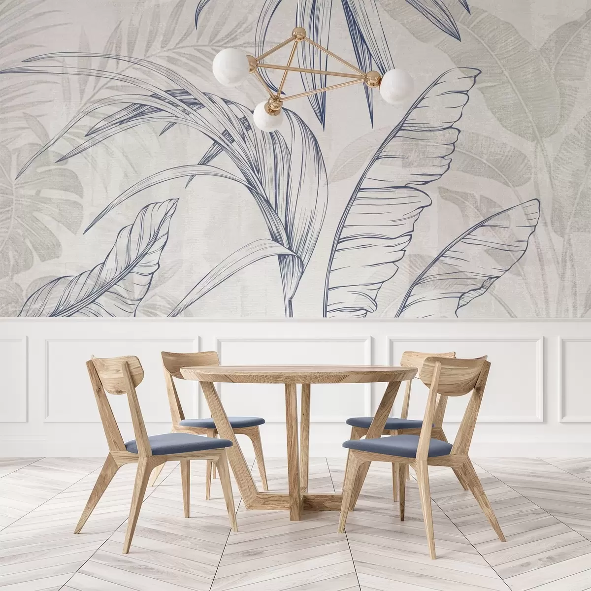 wall murals Лишће на позадини са имитацијом замућења и текстуре w04362v1