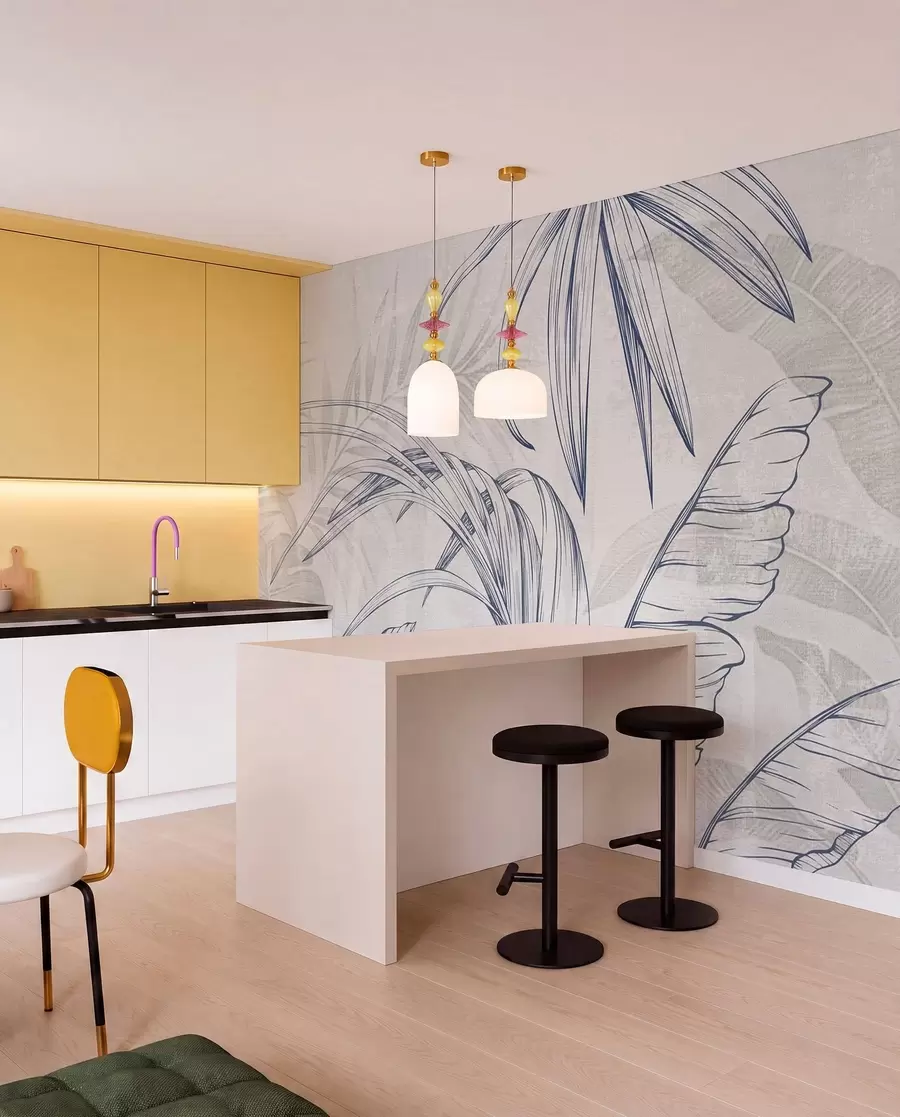 wall murals Listovi u tušu — Plava w04362v1