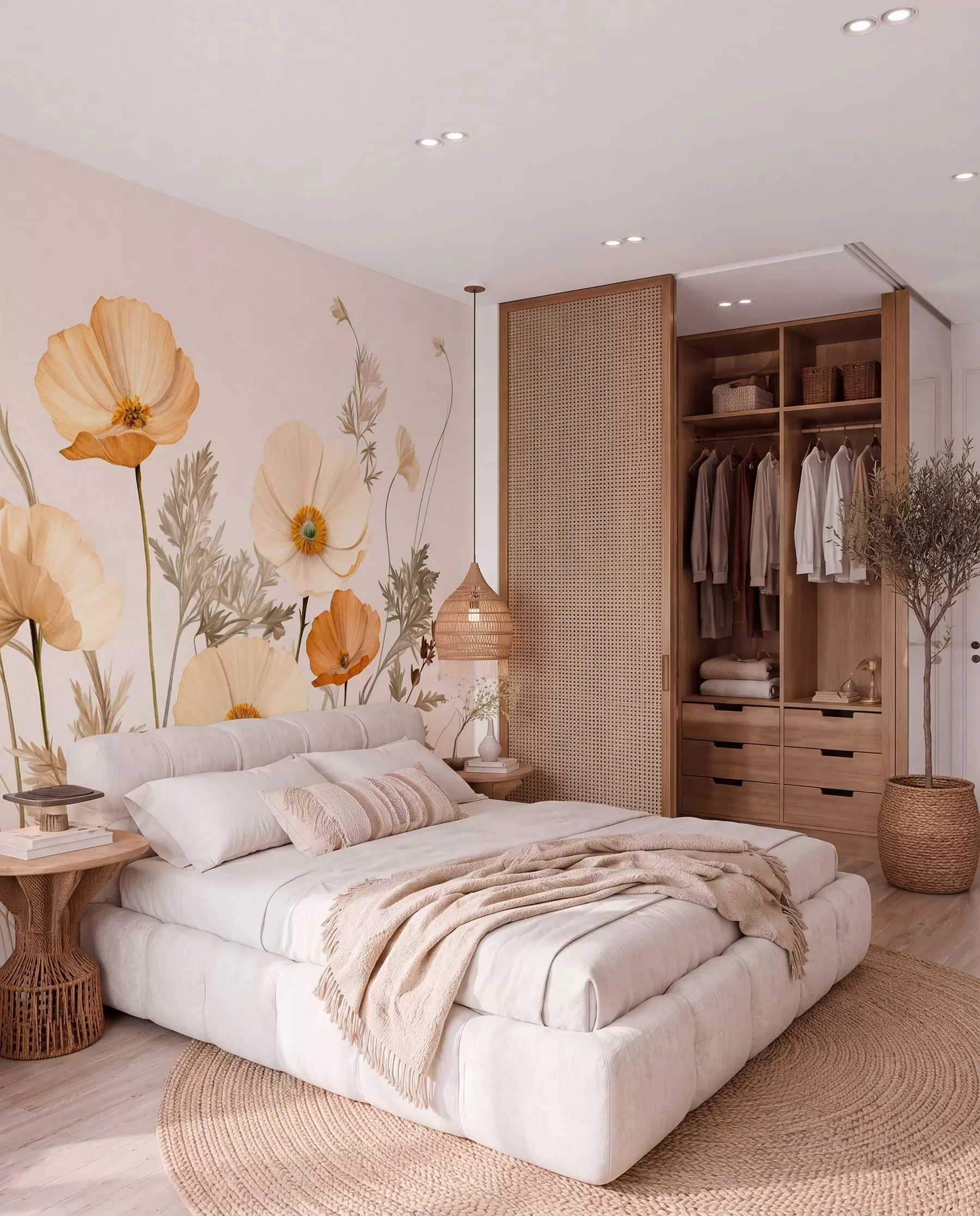 wall murals Makovi u okeru i krem boji w09293