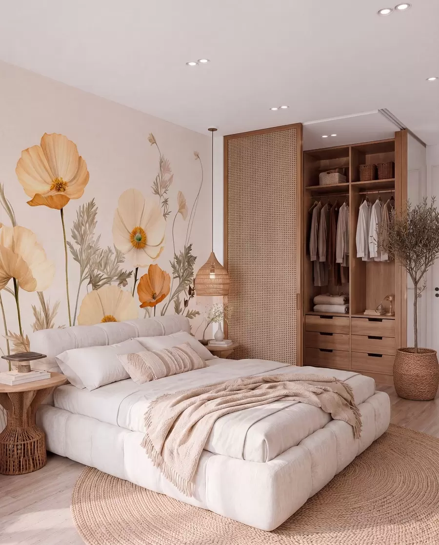wall murals Makovi u okeru i krem boji w09293