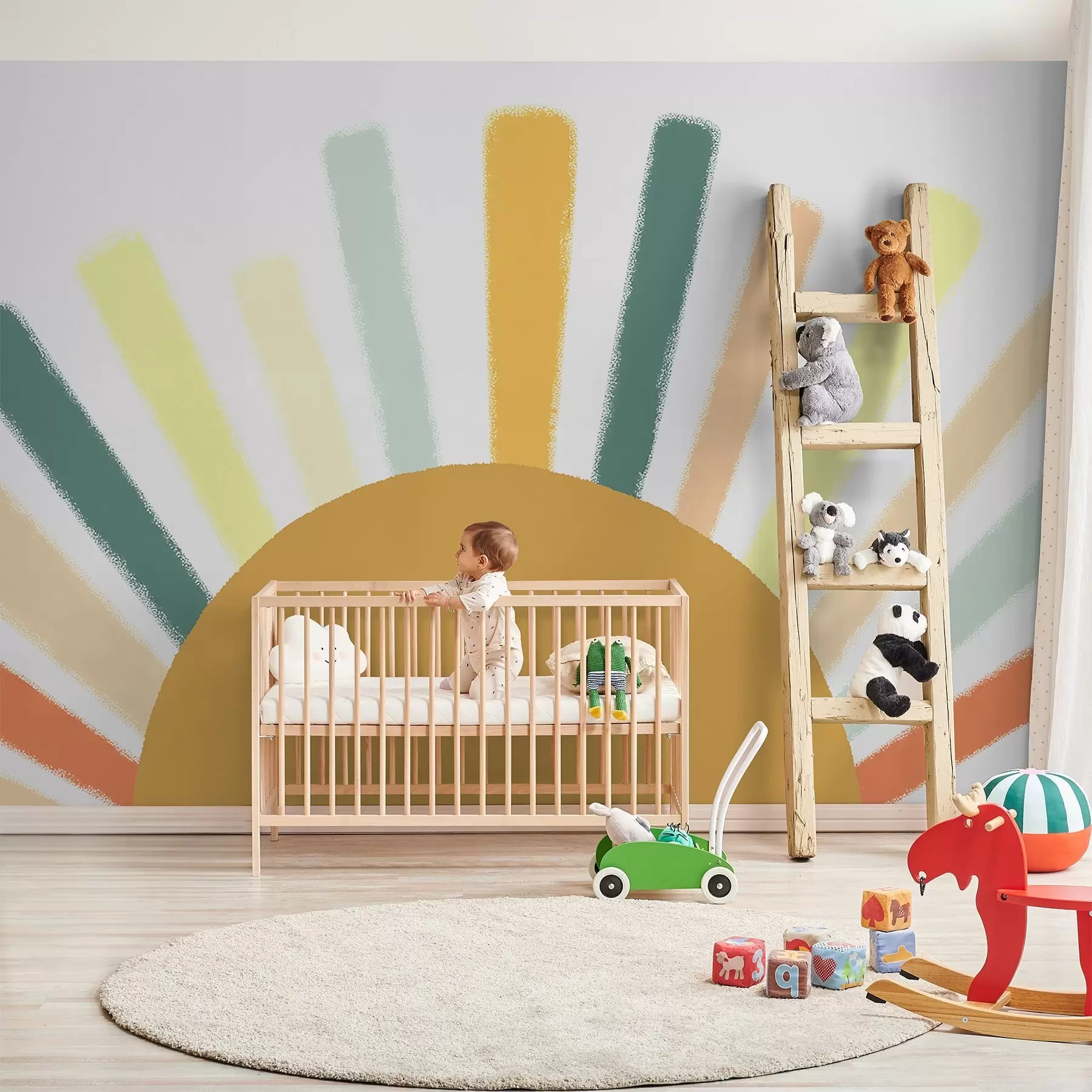 wall murals Апстрактно сунце са обојеним зрацима w04352