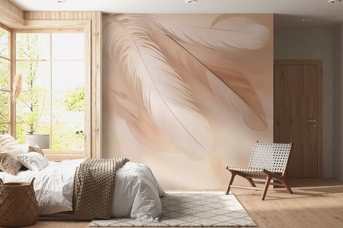 wall murals Бестежинско перје у мекој измаглици топлих тонова w09286