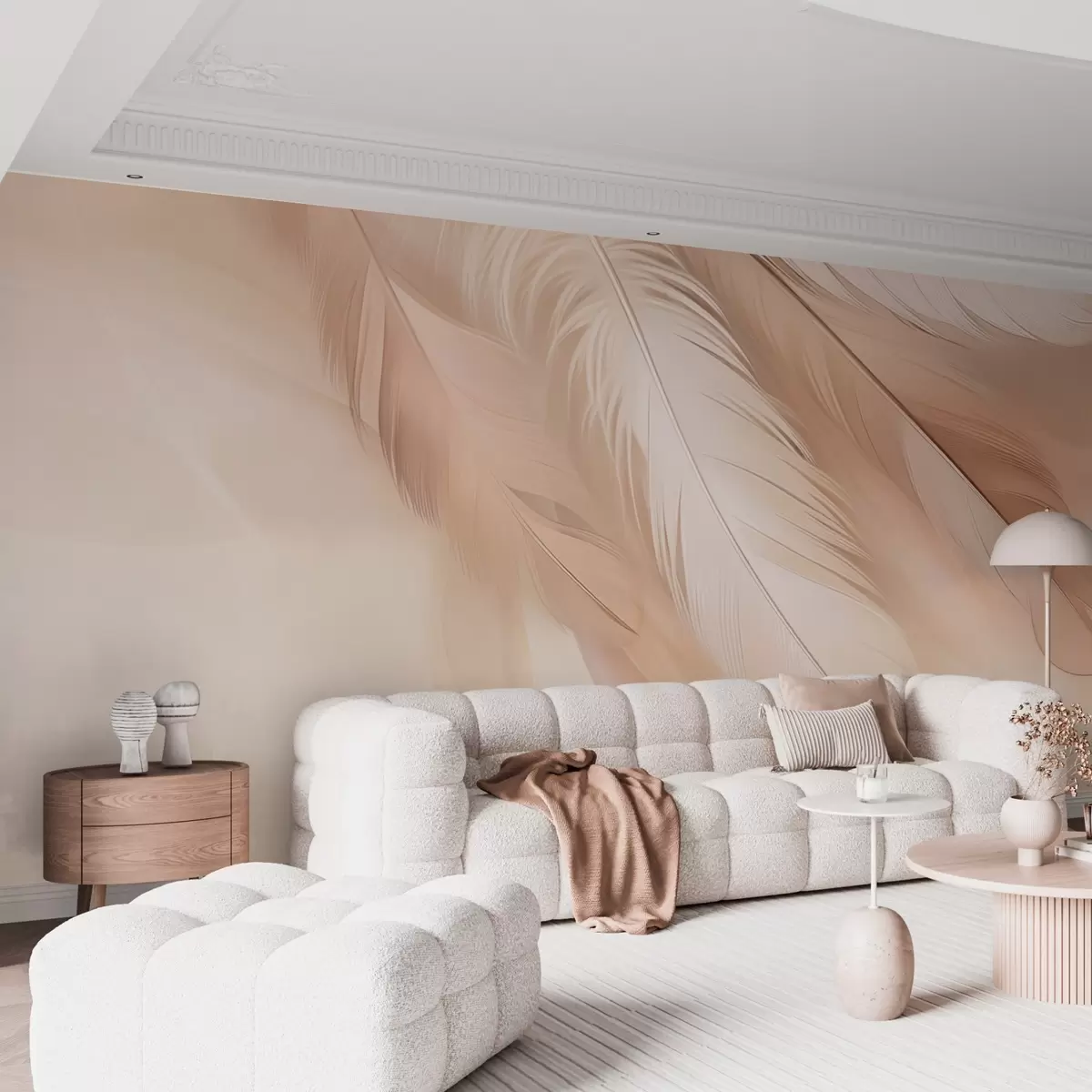 wall murals Бестежинско перје у мекој измаглици топлих тонова w09286