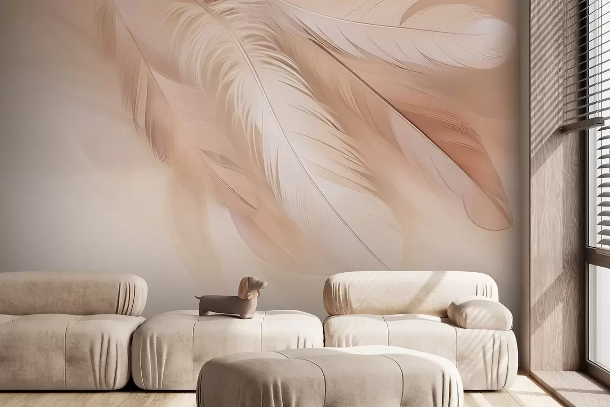 wall murals Бестежинско перје у мекој измаглици топлих тонова w09286