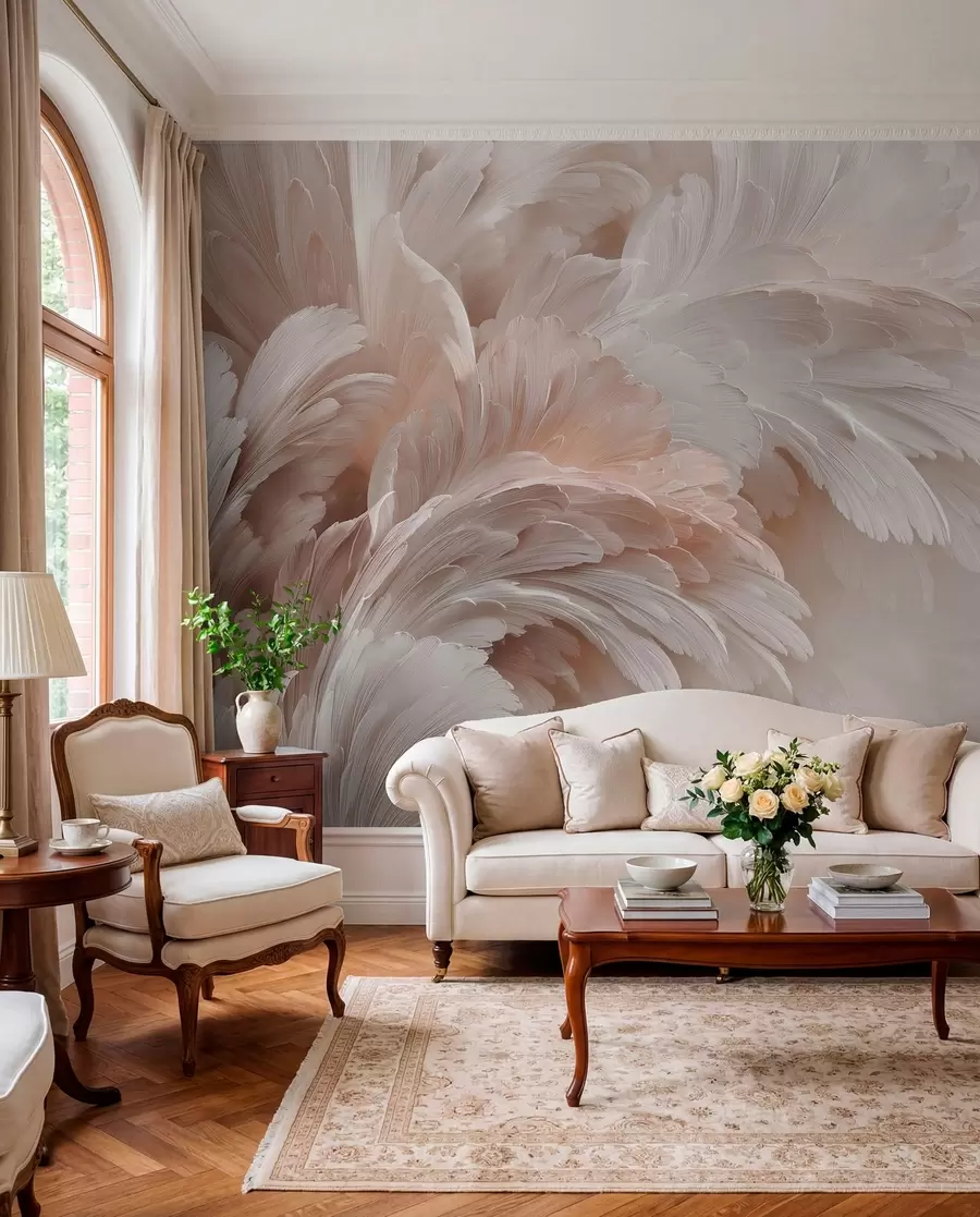 wall murals Vrtlog ružičastog perja w09301