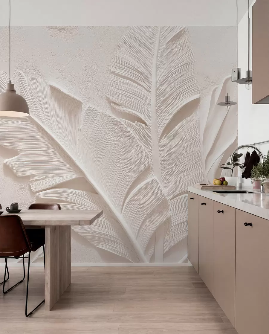 wall murals Рељефни листови у топлим беж-песковитим тоновима w09307v1