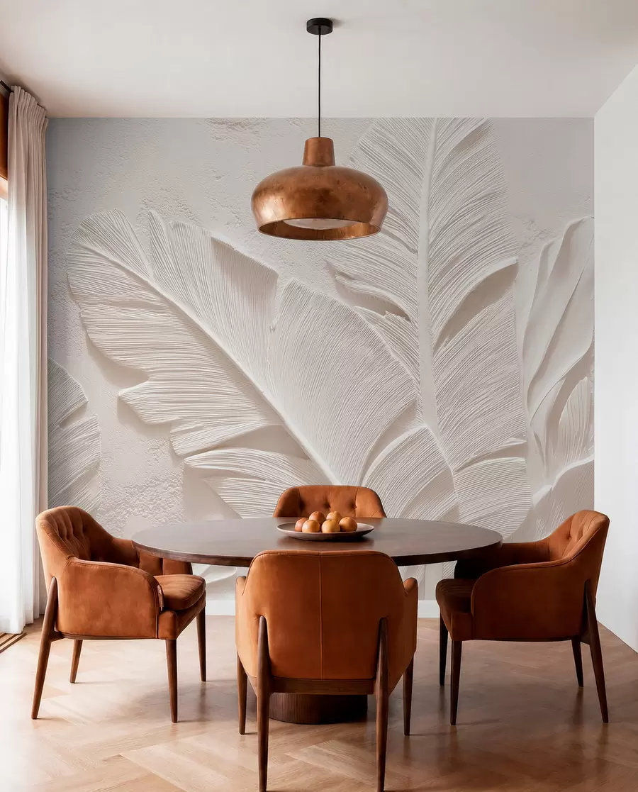 wall murals Рељефни листови у топлим беж-песковитим тоновима w09307v1