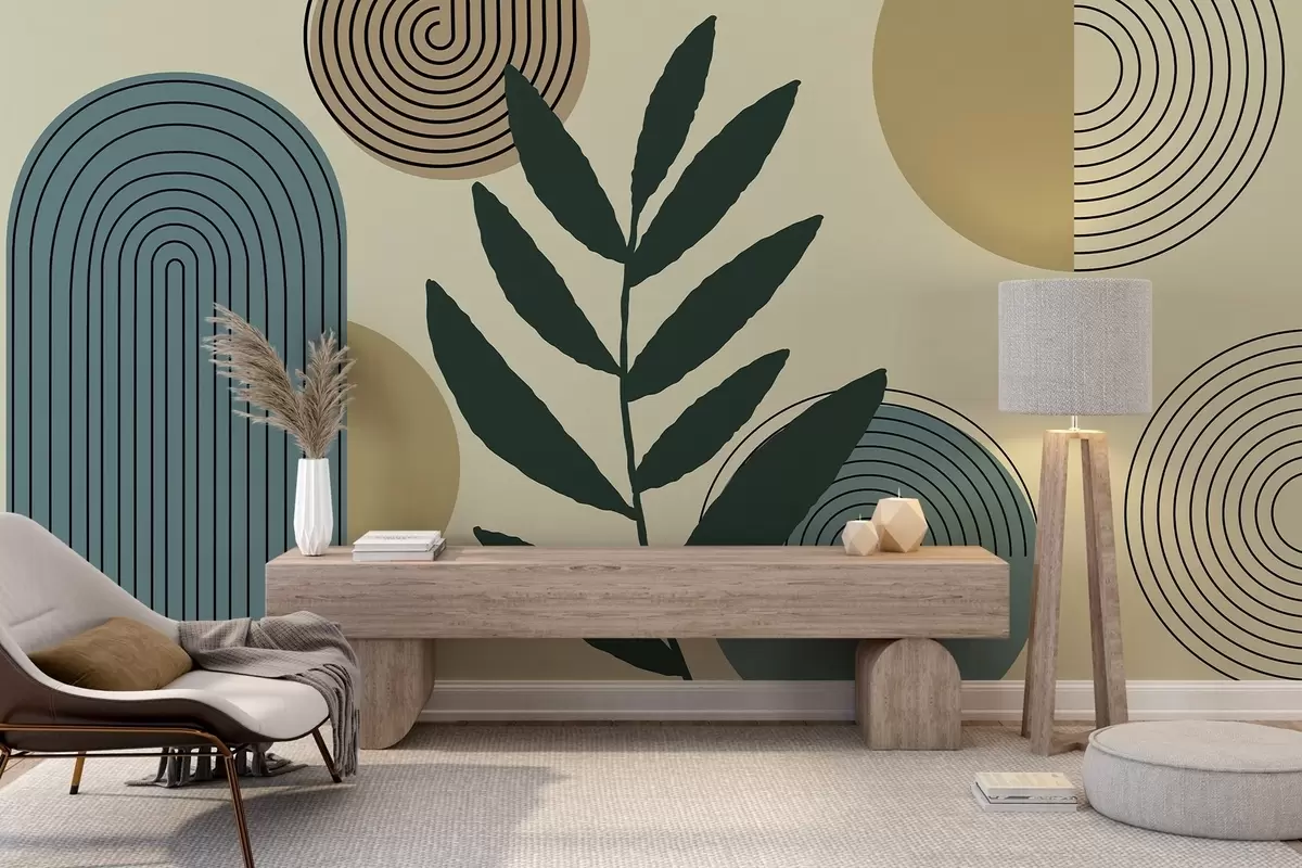 wall murals Геометријско лишће w04385v1