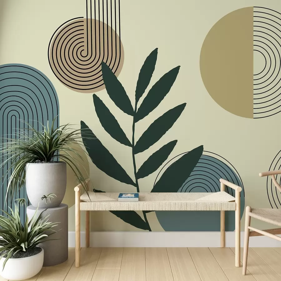 wall murals Геометријско лишће w04385v1